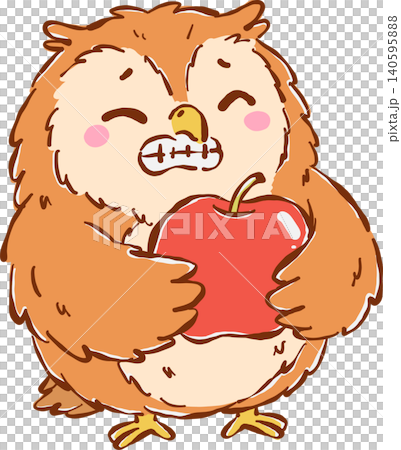 Teacher Life, Fake Smile Owl Holding Apple Cartoon Hand Drawn Teacher Life, Fake Smile Owl Holding Apple Cartoon Hand Drawn 140595888