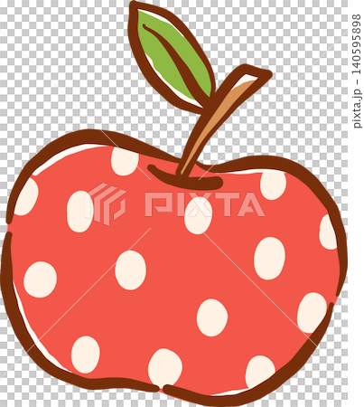 Hand drawn Red Polka Dot Apple Illustration 140595898