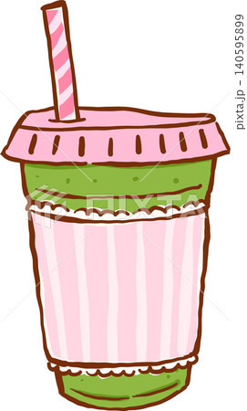 Hand Drawn Ice Matcha Takeaway Illustration Hand Drawn Ice Matcha Takeaway Illustration 140595899