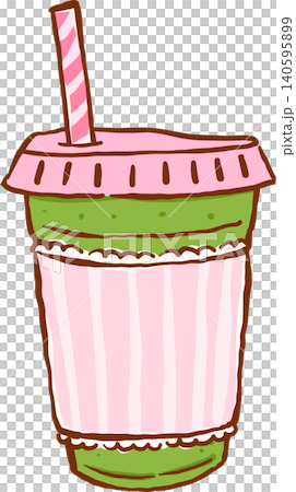 Hand Drawn Ice Matcha Takeaway Illustration Hand Drawn Ice Matcha Takeaway Illustration 140595899