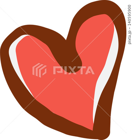 Hand Drawn Coral Heart Illustration Wobbly line Hand Drawn Coral Heart Illustration Wobbly line 140595900