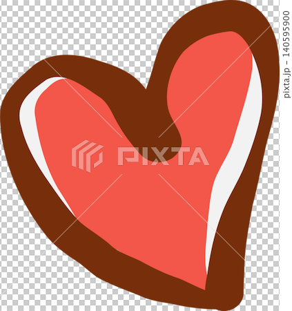 Hand Drawn Coral Heart Illustration Wobbly line Hand Drawn Coral Heart Illustration Wobbly line 140595900