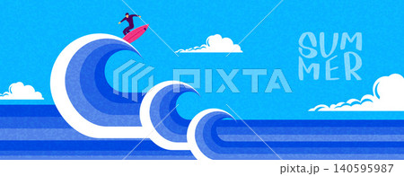 Creative Summer Travel Background Featuring Beach Waves and Marine View 140595987
