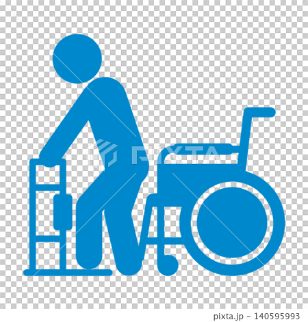 Standing handrail with knee pads (for standing assistance) / Pictogram for care, welfare, and barrier-free design Standing handrail with knee pads (for standing assistance) / Pictogram for care, welfare, and barrier-free design 140595993