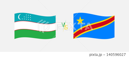 Uzbekistan Flag Versus Democratic Republic Of The Congo Flag Concept For Sports Match Or Diplomacy 140596027