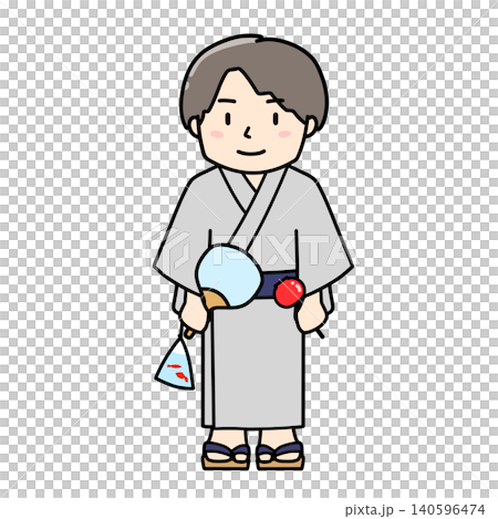 A man in a yukata at a summer festival (illustration) A man in a yukata at a summer festival (illustration) 140596474