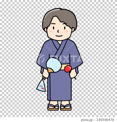 身穿浴衣的男子參加夏季祭典(插圖) 身穿浴衣的男子參加夏季祭典(插圖) 140596478