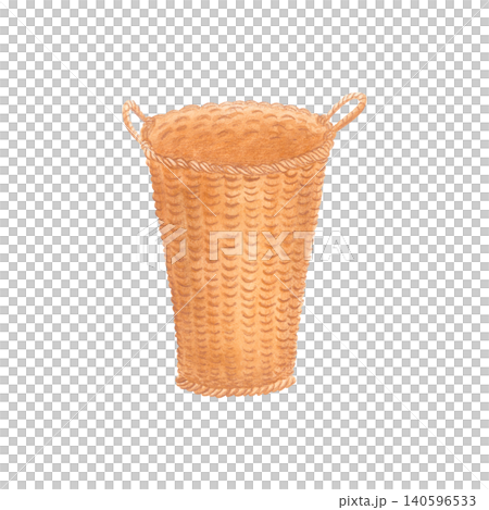 Watercolor tall woven basket with rustic texture and handles. Hand drawn isolated rustic illustration ideal for storage concepts, farmhouse decor, home organization, branding and decorative projects. Watercolor tall woven basket with rustic texture and handles. Hand drawn isolated rustic illustration ideal for storage concepts, farmhouse decor, home organization, branding and decorative projects. 140596533