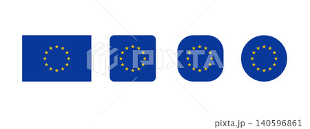 Europe national flag set in original proportion and different shapes styles. Official EU symbol vector collection 140596861