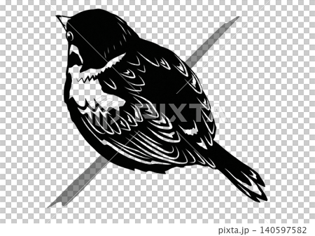 A cute, plump sparrow in a paper-cut style illustration A cute, plump sparrow in a paper-cut style illustration 140597582