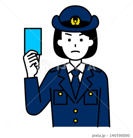 青切符を掲げる女性警察官 青切符を掲げる女性警察官 140598000