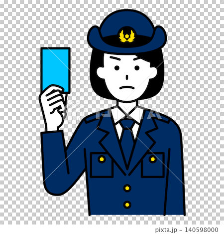 青切符を掲げる女性警察官 青切符を掲げる女性警察官 140598000