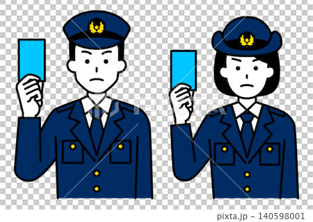 A set of male and female police officers holding traffic tickets. A set of male and female police officers holding traffic tickets. 140598001