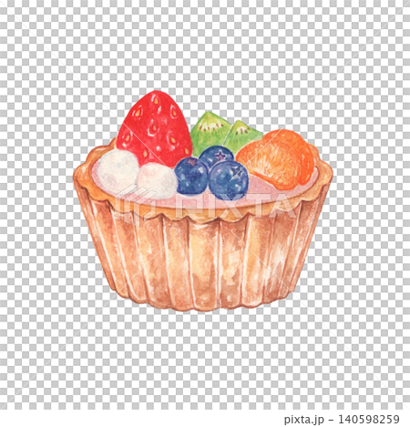 Watercolor painting of fruit tarts (mini tarts) Watercolor painting of fruit tarts (mini tarts) 140598259