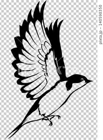 切り絵風ツバメイラスト飛翔一羽横向き 切り絵風ツバメイラスト飛翔一羽横向き 140598350