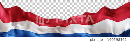 The flag of the Netherlands features horizontal stripes of red, white, and blue. The flag is shown on a clear background. The design highlights the national colors and emblematic features The flag of the Netherlands features horizontal stripes of red, white, and blue. The flag is shown on a clear background. The design highlights the national colors and emblematic features 140598561