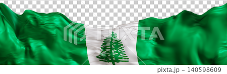 The Norfolk Island flag shows green and white colors with a tree symbol. It is displayed on a clear background, showcasing its design with a 3D render effect The Norfolk Island flag shows green and white colors with a tree symbol. It is displayed on a clear background, showcasing its design with a 3D render effect 140598609