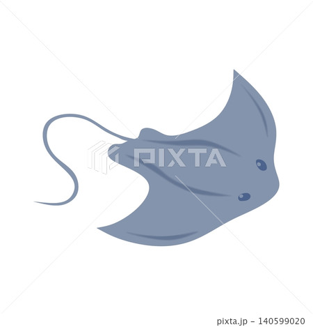 Cute light blue manta ray cartoon vector illustration isolated on transparent background. Cute light blue manta ray cartoon vector illustration isolated on transparent background. 140599020