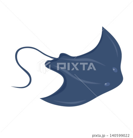 Cute manta ray cartoon vector illustration without spots isolated on transparent background. 140599022