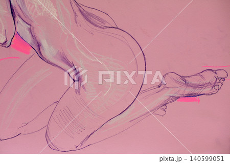 human's figure, pencil drawing illustration, sketch 140599051
