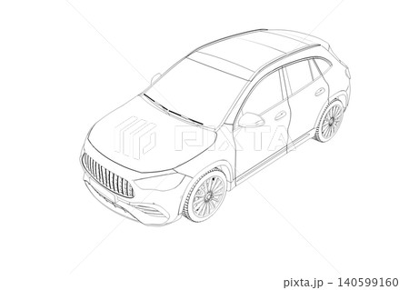car outline drawing, sketch, contour image car outline drawing, sketch, contour image 140599160