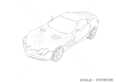 car outline drawing, sketch, contour image car outline drawing, sketch, contour image 140599190
