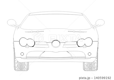 car outline drawing, sketch, contour image 140599192