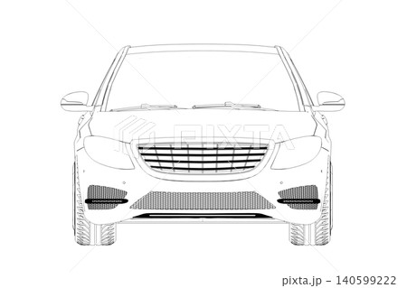 car outline drawing, sketch, contour image 140599222