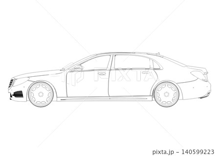 car outline drawing, sketch, contour image car outline drawing, sketch, contour image 140599223