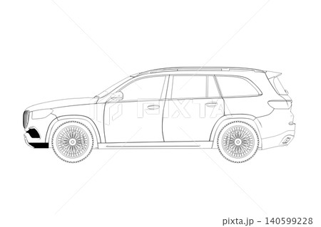car outline drawing, sketch, contour image car outline drawing, sketch, contour image 140599228