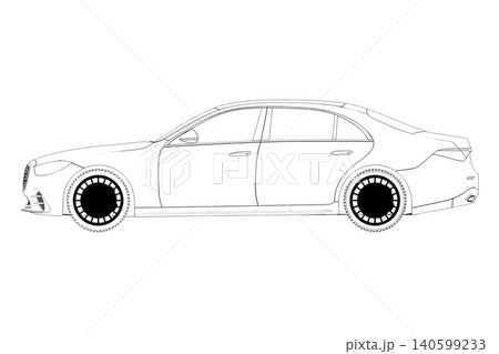 car outline drawing, sketch, contour image car outline drawing, sketch, contour image 140599233