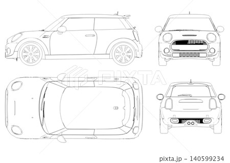 car outline drawing, sketch, contour image car outline drawing, sketch, contour image 140599234