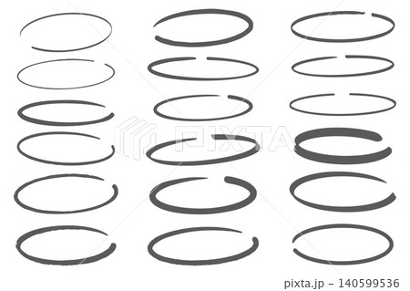 Pen line for highlight. Hand-drawn doodle round brush strokes. Pencil and marker vector circles. Sketch oval shapes on white background. Outline scribbles for notes and text. Pen line for highlight. Hand-drawn doodle round brush strokes. Pencil and marker vector circles. Sketch oval shapes on white background. Outline scribbles for notes and text. 140599536
