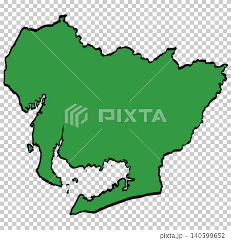 愛知県地図のイラスト （緑/筆タッチ） 和風 140599652