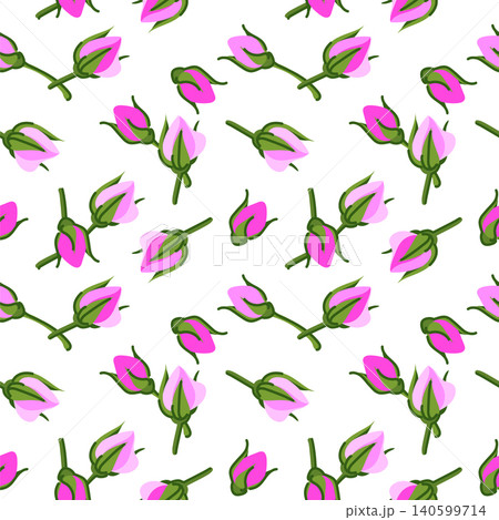 Vector background with a flat rosebud. Seamless pattern with damask roses. Clipart for Mei Gai Hua Cha tea, textiles, wrapping paper, cosmetics, and perfumes. Wedding illustration. Summer motif. Vector background with a flat rosebud. Seamless pattern with damask roses. Clipart for Mei Gai Hua Cha tea, textiles, wrapping paper, cosmetics, and perfumes. Wedding illustration. Summer motif. 140599714