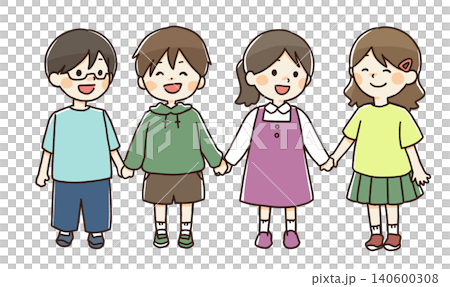 孩子手牽手的插圖 孩子手牽手的插圖 140600308