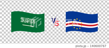 Saudi Arabia And Cape Verde Flags Versus Graphic For International Match Or Political Comparison Saudi Arabia And Cape Verde Flags Versus Graphic For International Match Or Political Comparison 140600787