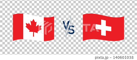 Canada Versus Switzerland Flags Graphic With Maple Leaf and Swiss Cross Canada Versus Switzerland Flags Graphic With Maple Leaf and Swiss Cross 140601038