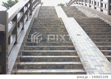 草加松原遊歩道の綾瀬川沿いに架かる太鼓橋風の美しい歩道橋「百代橋」の全景 草加松原遊歩道の綾瀬川沿いに架かる太鼓橋風の美しい歩道橋「百代橋」の全景 140601109