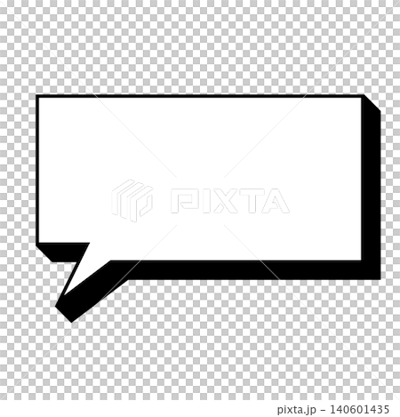 シンプルな横長四角の吹き出しイラスト（白背景） 140601435