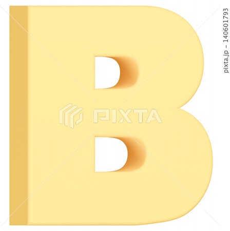 3D素材_アルファベット_B_黄色 140601793