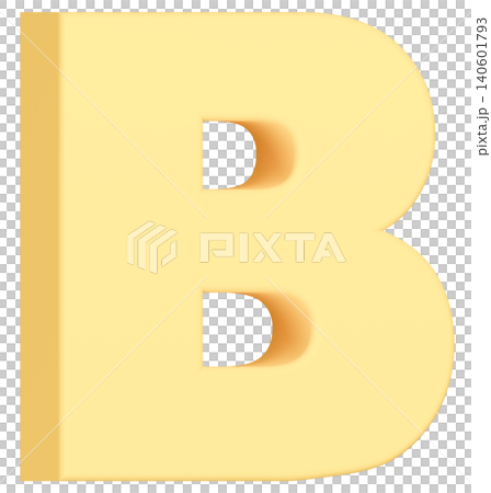 3D素材_アルファベット_B_黄色 140601793
