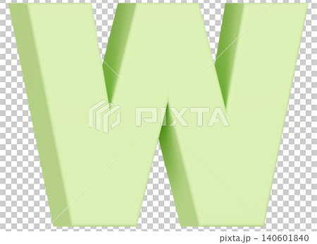 3D素材_アルファベット_W_黄緑 140601840