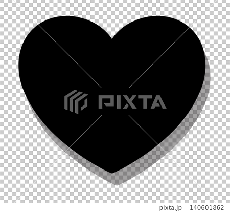 A black heart with a shadow in the bottom right corner, which can be used as a background or icon base. 140601862