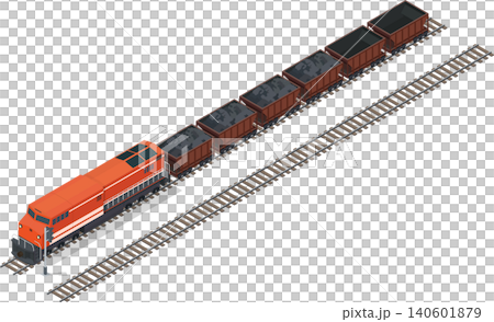 Coal train on railway illustration Coal train on railway illustration 140601879