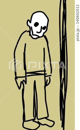 Bald Figure Standing by Wall in Solitude and Deep Contemplation Vector Illustration Bald Figure Standing by Wall in Solitude and Deep Contemplation Vector Illustration 140602012