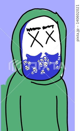 Figure Wearing Mask with Cross Eyes Representing Anonymity and Censorship Figure Wearing Mask with Cross Eyes Representing Anonymity and Censorship 140602021