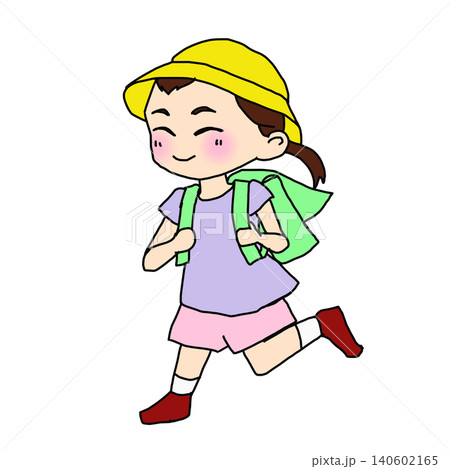 ランドセルを背負って走る女の子 ランドセルを背負って走る女の子 140602165