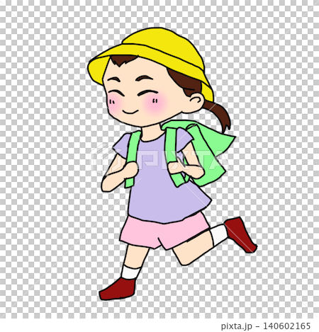 ランドセルを背負って走る女の子 ランドセルを背負って走る女の子 140602165