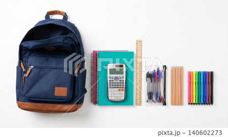 Student backpack with essential academic tools and stationery backpack stationery calculator notebook academic supplies education learning classroom organized essential minimalist Student backpack with essential academic tools and stationery backpack stationery calculator notebook academic supplies education learning classroom organized essential minimalist 140602273